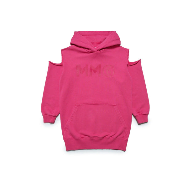 Girls Pink Hooded Maxi Sweatshirt Dress