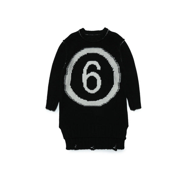 Girls Black Wool Sweater Dress