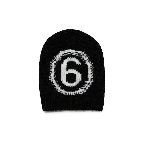 Kids Black Intarsia-Knit Logo Beanie