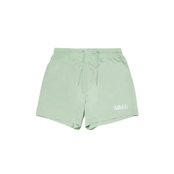 Boys Pastel Green Logo-Print Swim Shorts