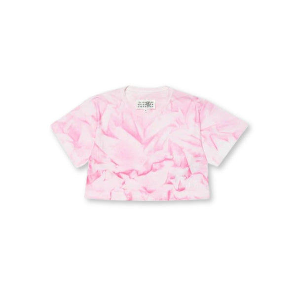 Girls Pink Spray Effect Cropped T-shirt
