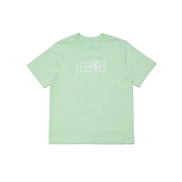 Unisex Pastel Green Numeric Logo-Print T-shirt