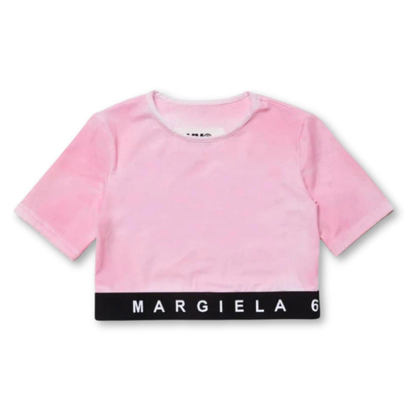 Girls Pink Logo-Print Distressed-Finish T-shirt