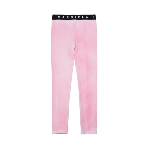 Girls Pink Logo-Waistband Leggings