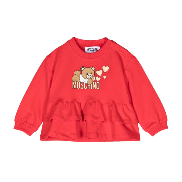 Baby Girls Red Cotton Teddy Bear Sweatshirt