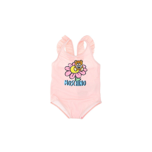 Girls Orange Teddy Bear Swimsuit