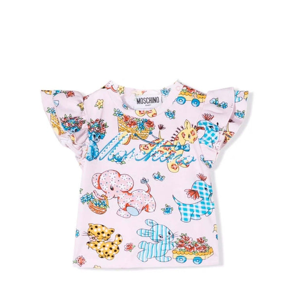 Graphic Print Ruffle T-shirt