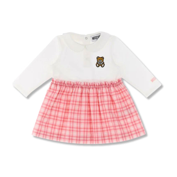 Baby Girls Pink Check Bear Patch Dress