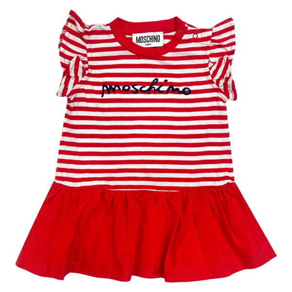 Baby Girls Red Embroidered-Logo Dress