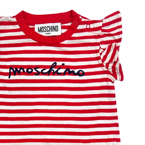 Baby Girls Red Embroidered-Logo Dress