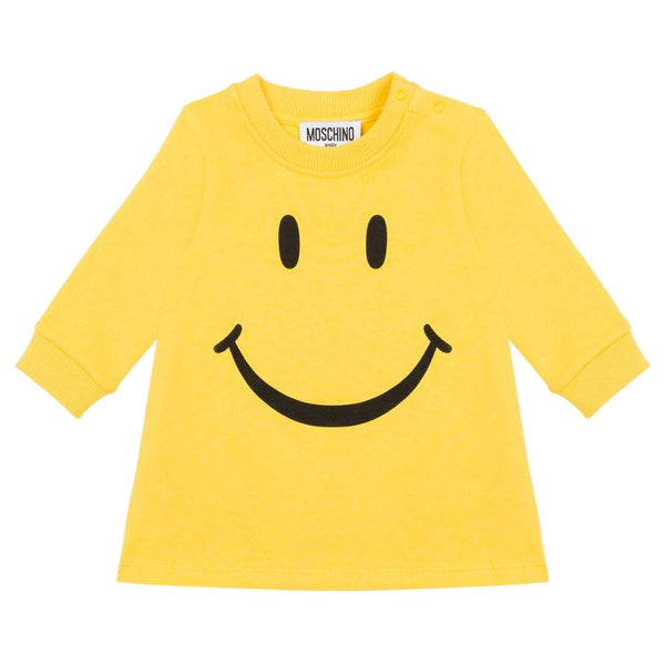 Baby Girls Yellow Smiley-Print Dress