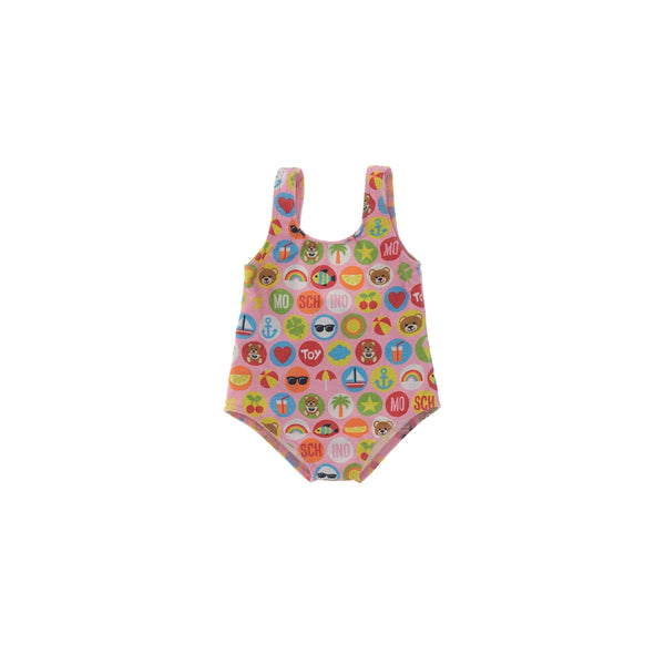 Girls Graphic Print U Neck Swimsuit