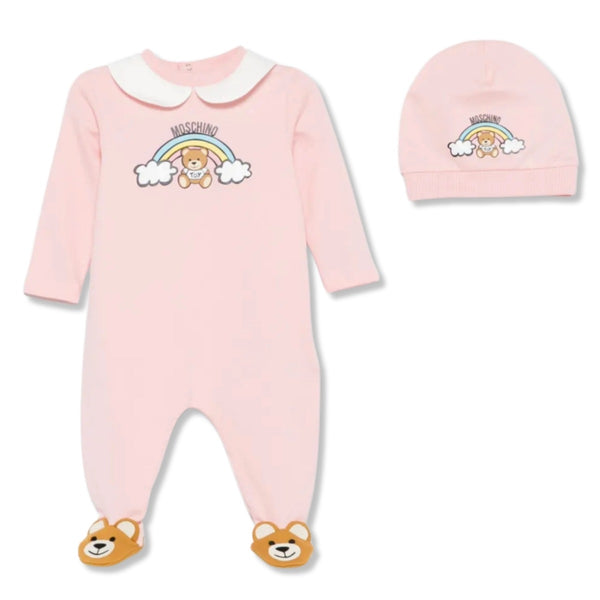 Baby Girls Bear & Rainbow Cotton Romper Set of 2