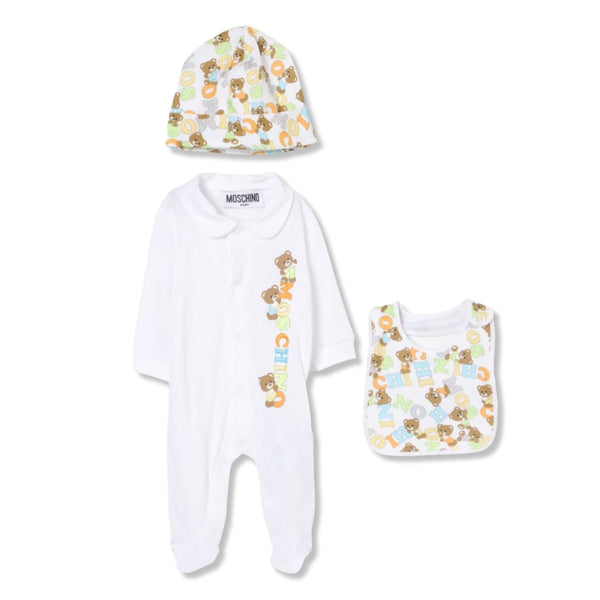 Baby Unisex Teddy-Print Romper Set Of 3