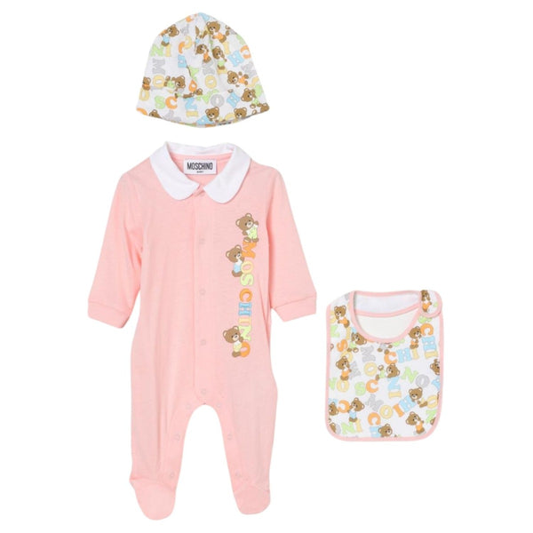 Baby Girls Pink Logo Romper Set Of 3