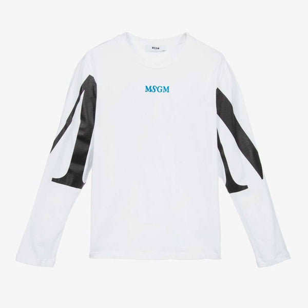 Boys White Cotton Logo T-shirt