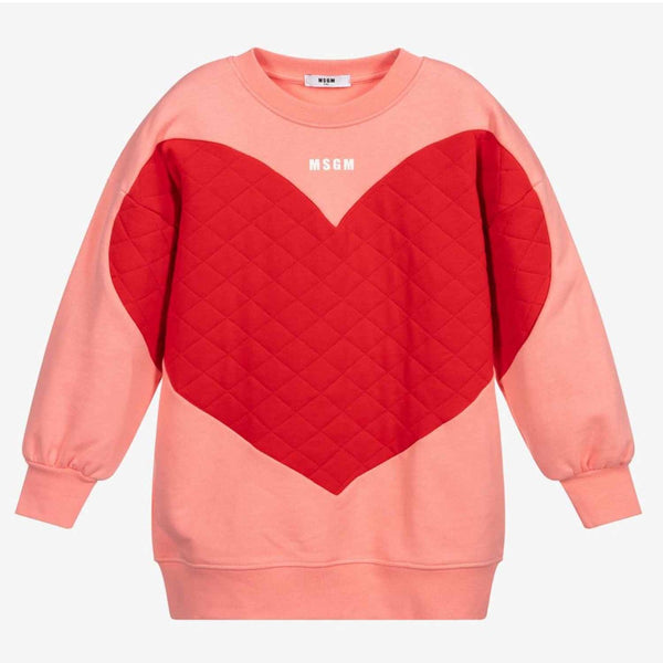 Girls Coral Pink Sweatshirt Dress