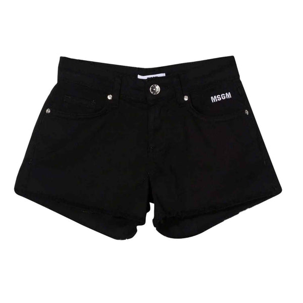Frayed Black Denim Shorts