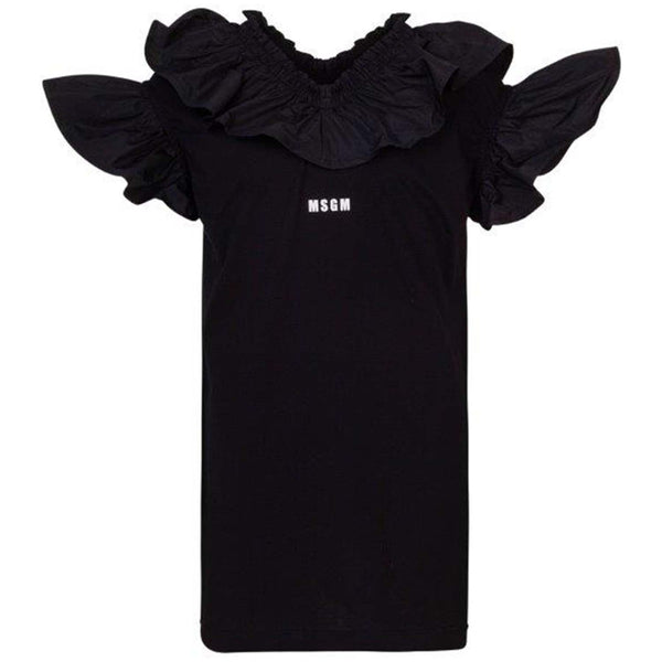 Logo Print Ruffled T-shirt Dress
