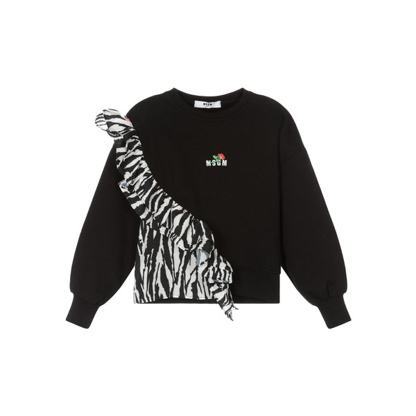 Girls Black Zebra Sweatshirt