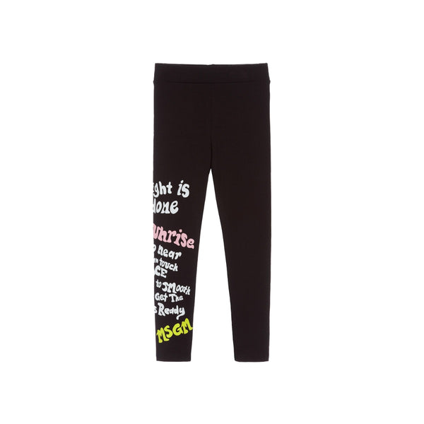 Girls Black Script Leggings