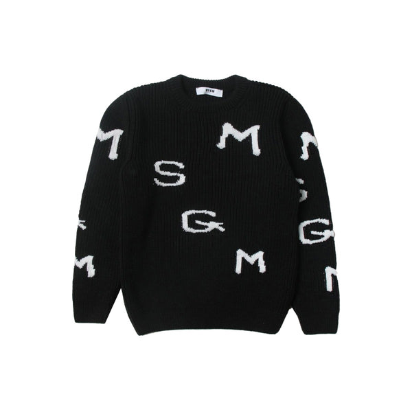 Black Wool Logo Sweater