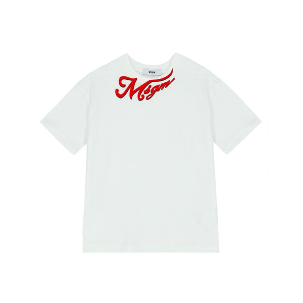 Boys White Cotton Logo T-Shirt
