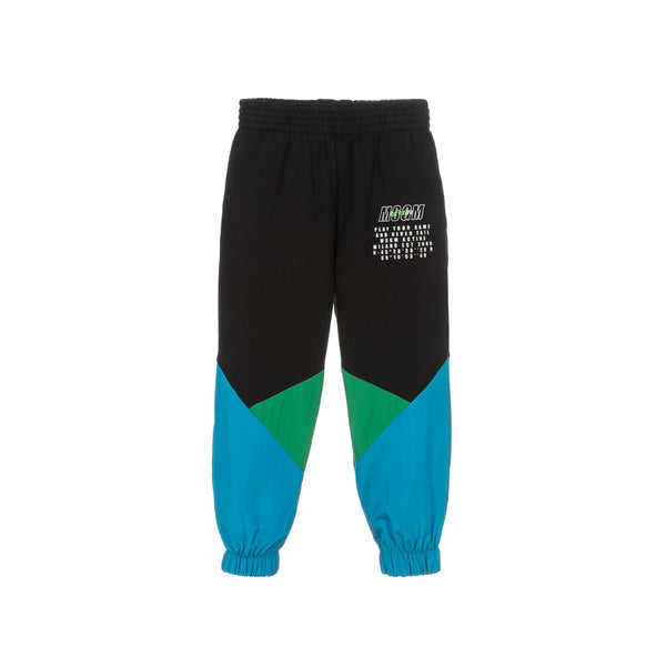 Boys Black Colourblock Joggers