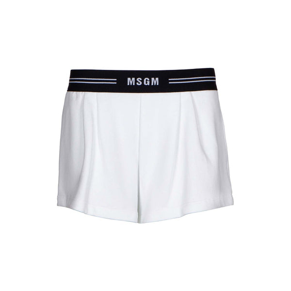 Girls White Cotton Logo Shorts