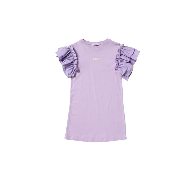 Girls Purple Ruffle Cotton Jersey Dress