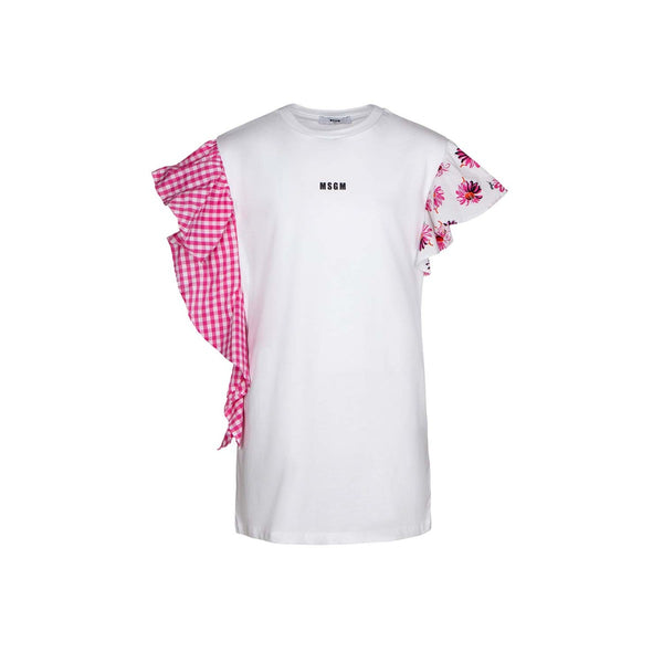 Girls White Cotton Ruffle Top