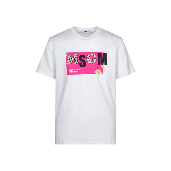 Girls White & Pink Logo T-Shirt