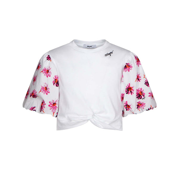Girls White & Pink Crop Top
