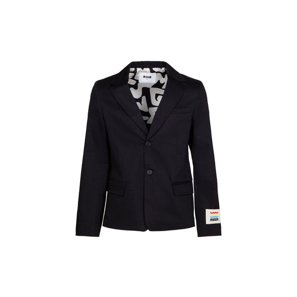Boys Black Stretch Cotton Blazer