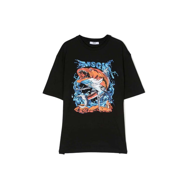 Boy Black Printed T-Shirt
