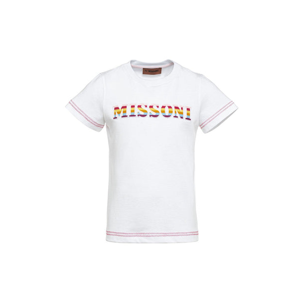 Girls White Cotton Logo T-Shirt