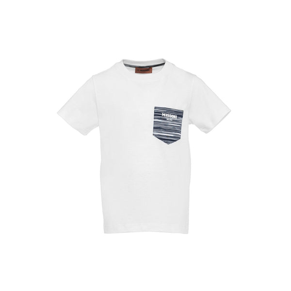Boys White Patch-Pocket T-shirt