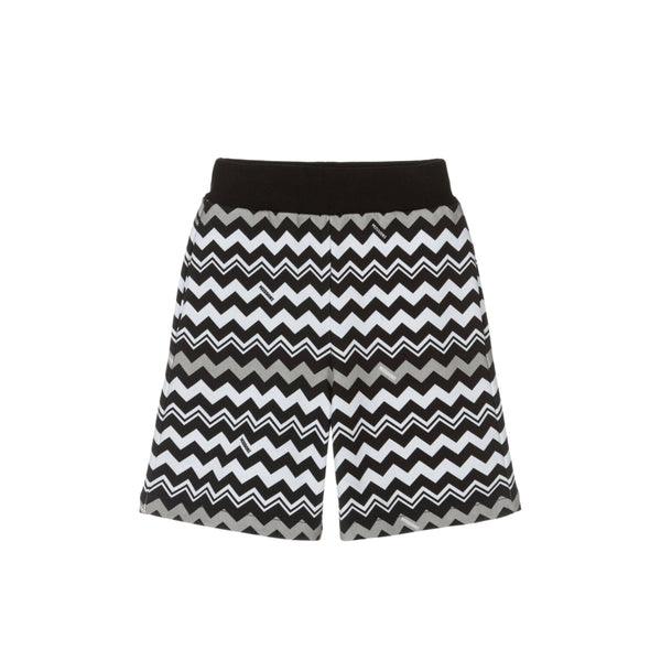 Girls Black and White Zigzag Woven Shorts