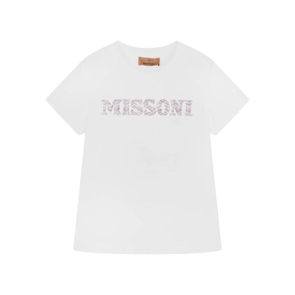 Girls White Half Sleeves Cotton T-shirt