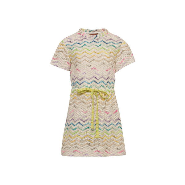 Girls Multi-Color Zigzag-Woven Knitted Dress