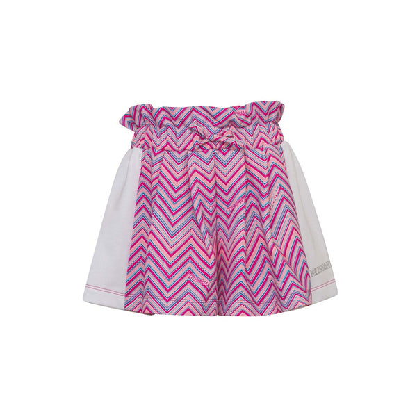 Girls Pink & White Cotton Zig-zag Shorts