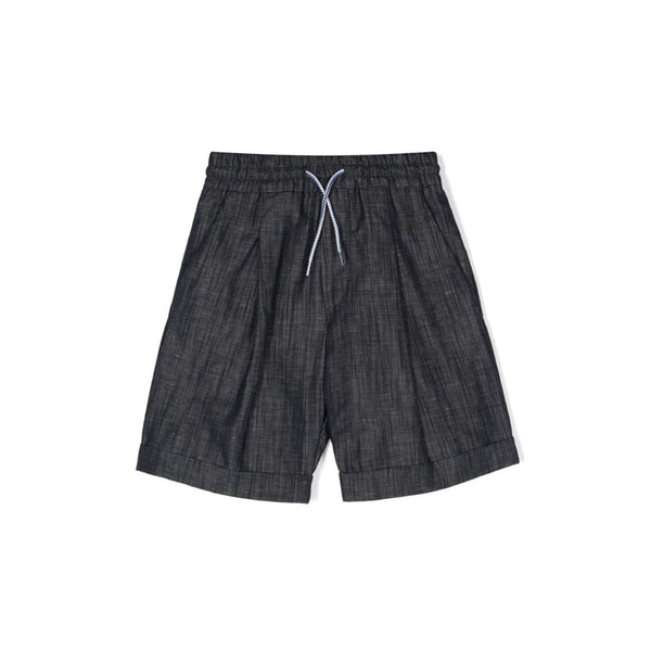 Boys Navy Blue Logo-Detail Chambray Shorts
