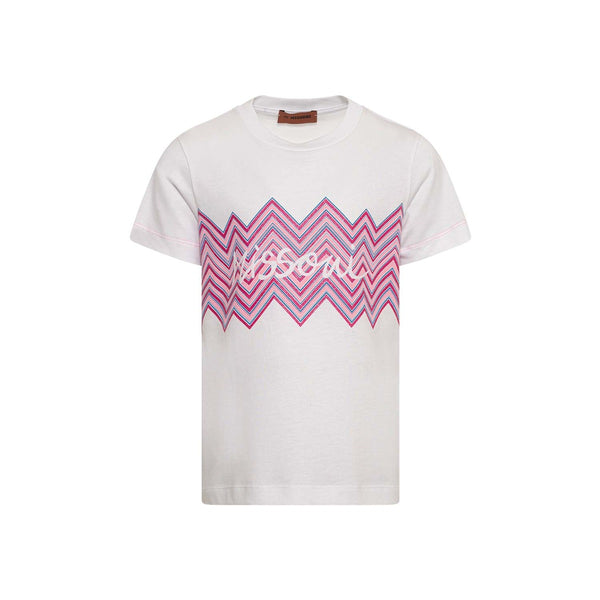 Girls White Zig-Zag Print T-Shirt