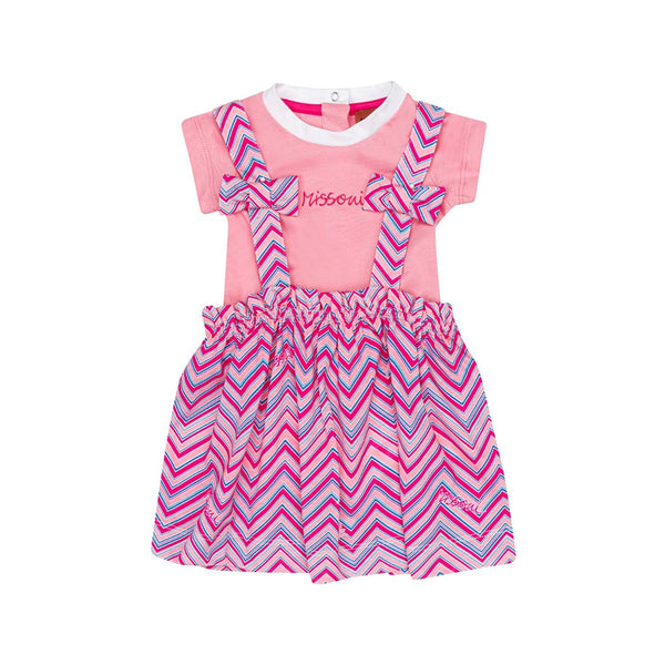 Girls Pink Zigzag-Print Skirt Set