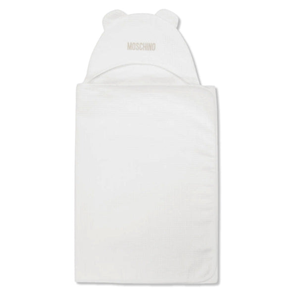 Baby Unisex White Cotton Hooded Towel
