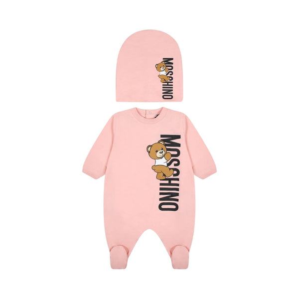 Pink Teddy Bear Logo Babygrow Set
