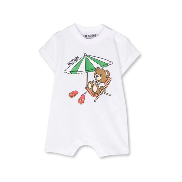 White Teddy Bear Cotton Romper