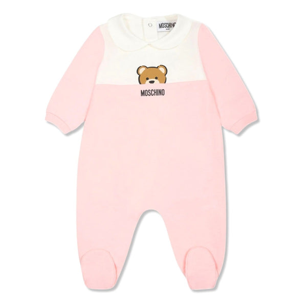 Baby Girls Pink & White Logo-Print Romper