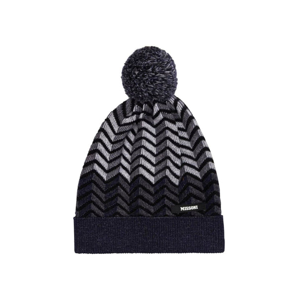 Unisex Black Zigzag-Print Wool Hat