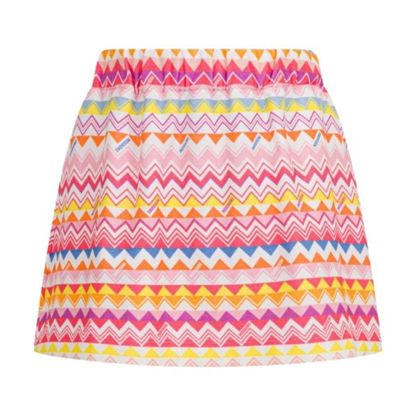 Girls Pink Zigzag-Print Cotton Skirt